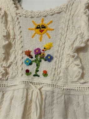 Isabella Mia Girls Hand Embroidered Knit Dress Size 8 | 100% Cotton | Peru